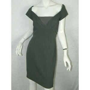 Black Halo Dress Gray Sleeveless Off The Shoulder Midi V-Neck Size 8